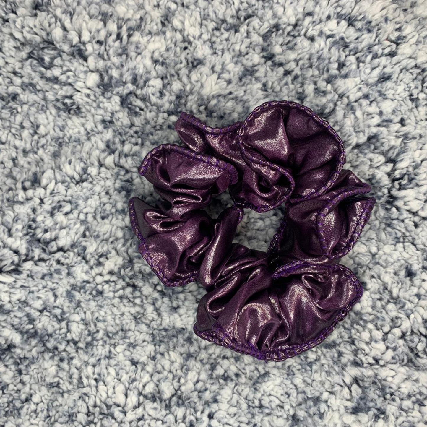 Satin Purple Curly Srunchie