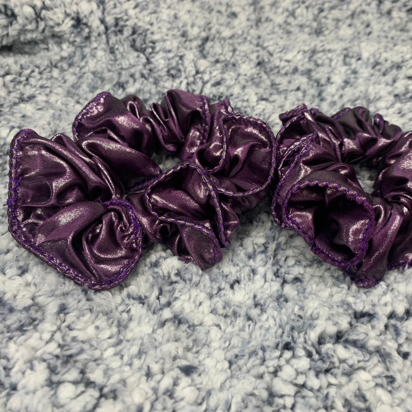 Satin Purple Curly Srunchie