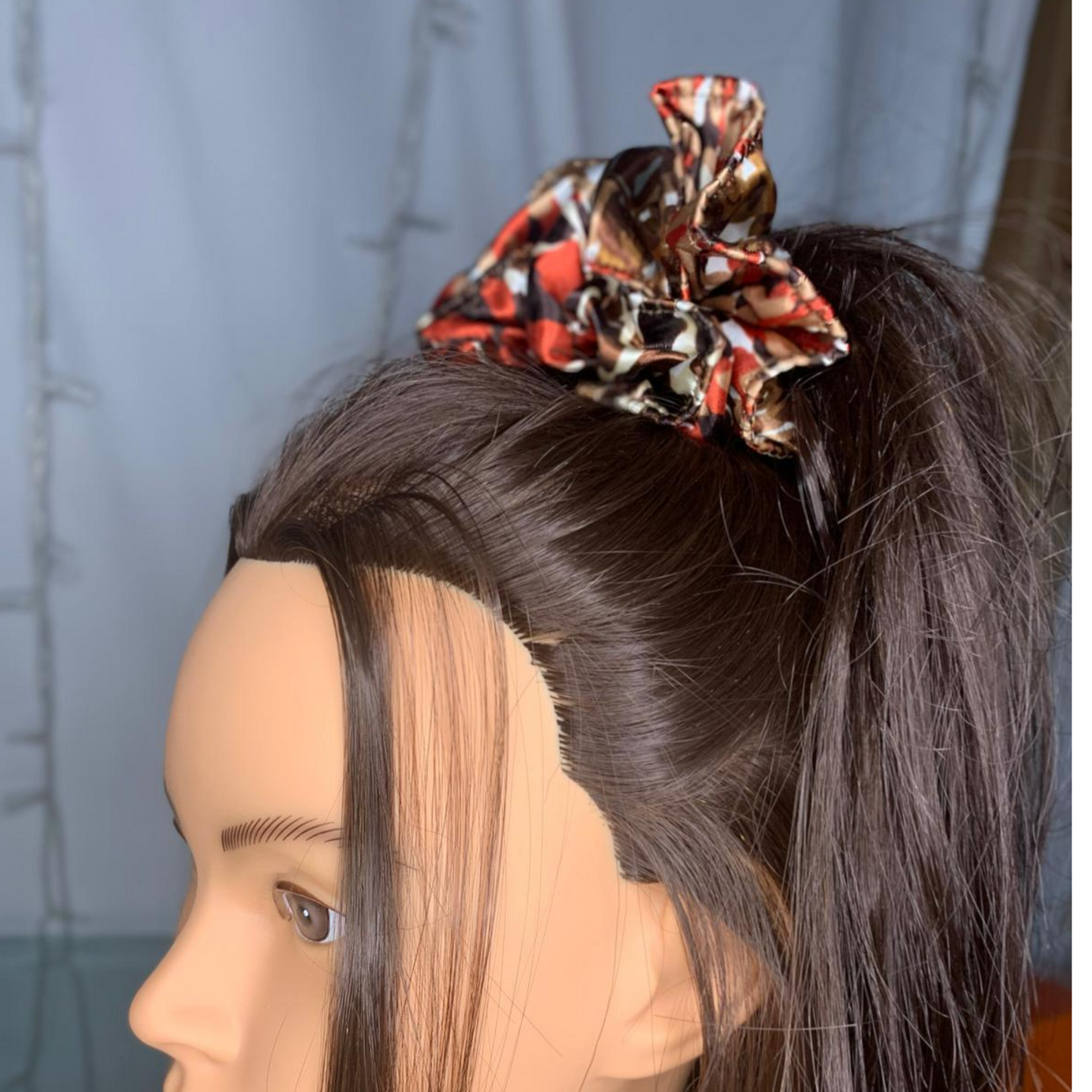 Satin Multicolor Curly Srunchie