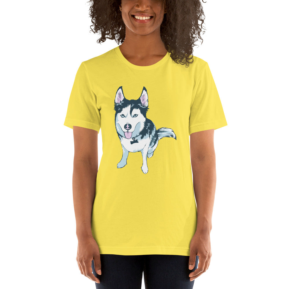 Women's Short-Sleeve T-Shirt- Aqua the Husky