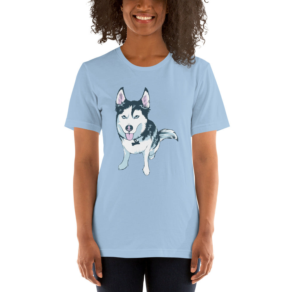 Women's Short-Sleeve T-Shirt- Aqua the Husky