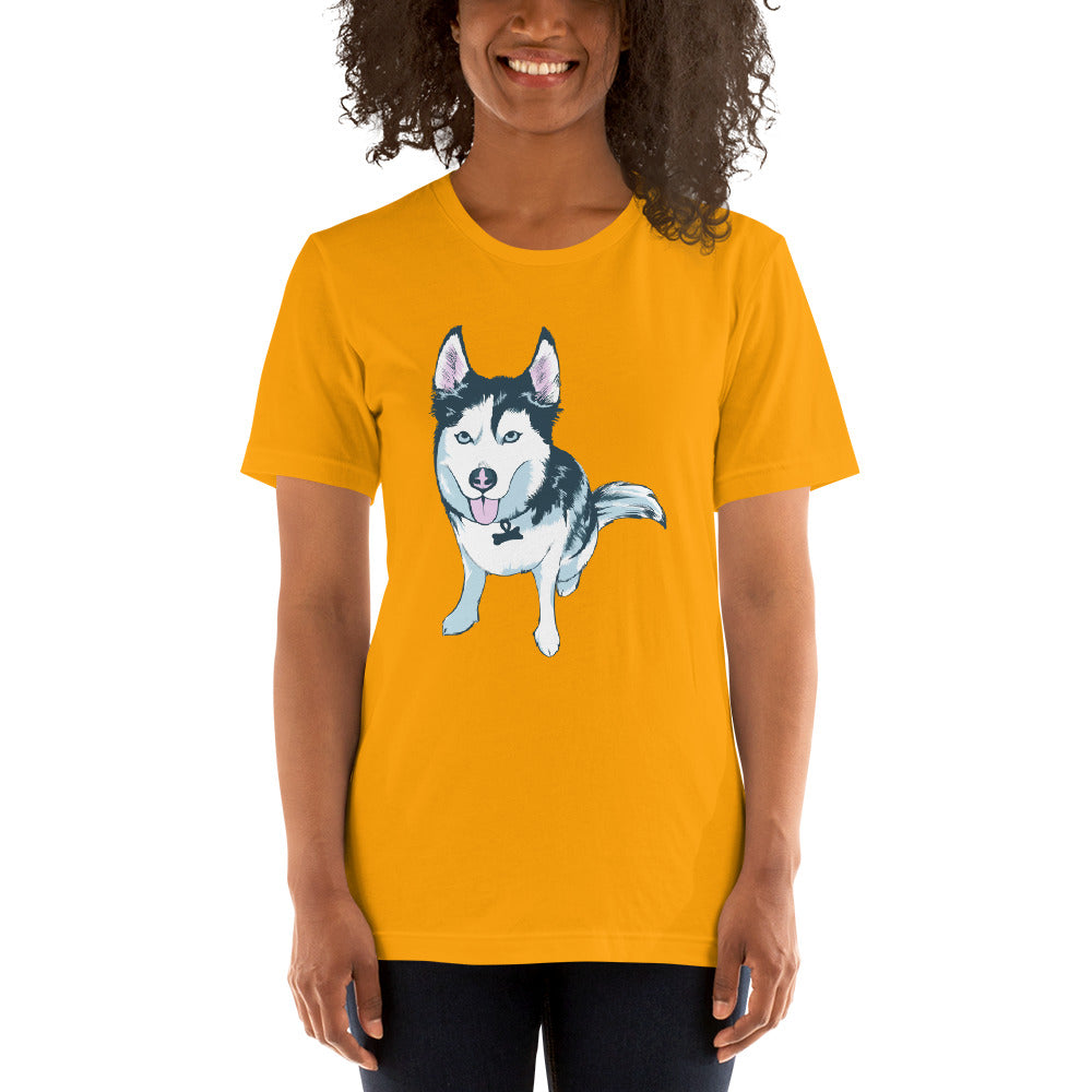 Women's Short-Sleeve T-Shirt- Aqua the Husky