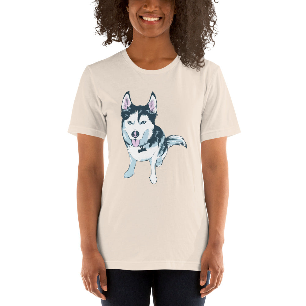 Women's Short-Sleeve T-Shirt- Aqua the Husky