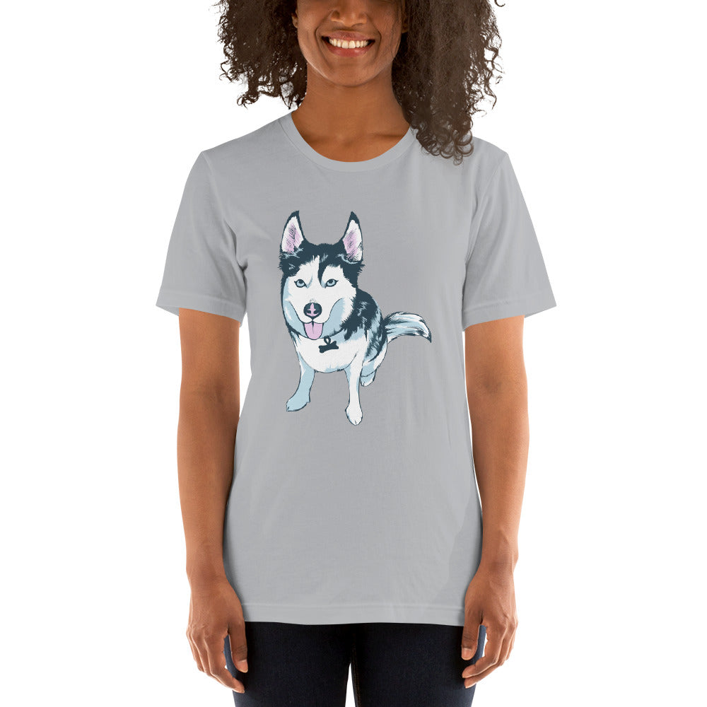 Women's Short-Sleeve T-Shirt- Aqua the Husky