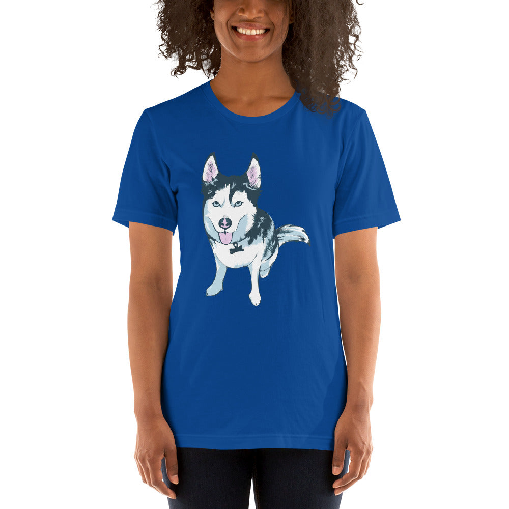 Women's Short-Sleeve T-Shirt- Aqua the Husky