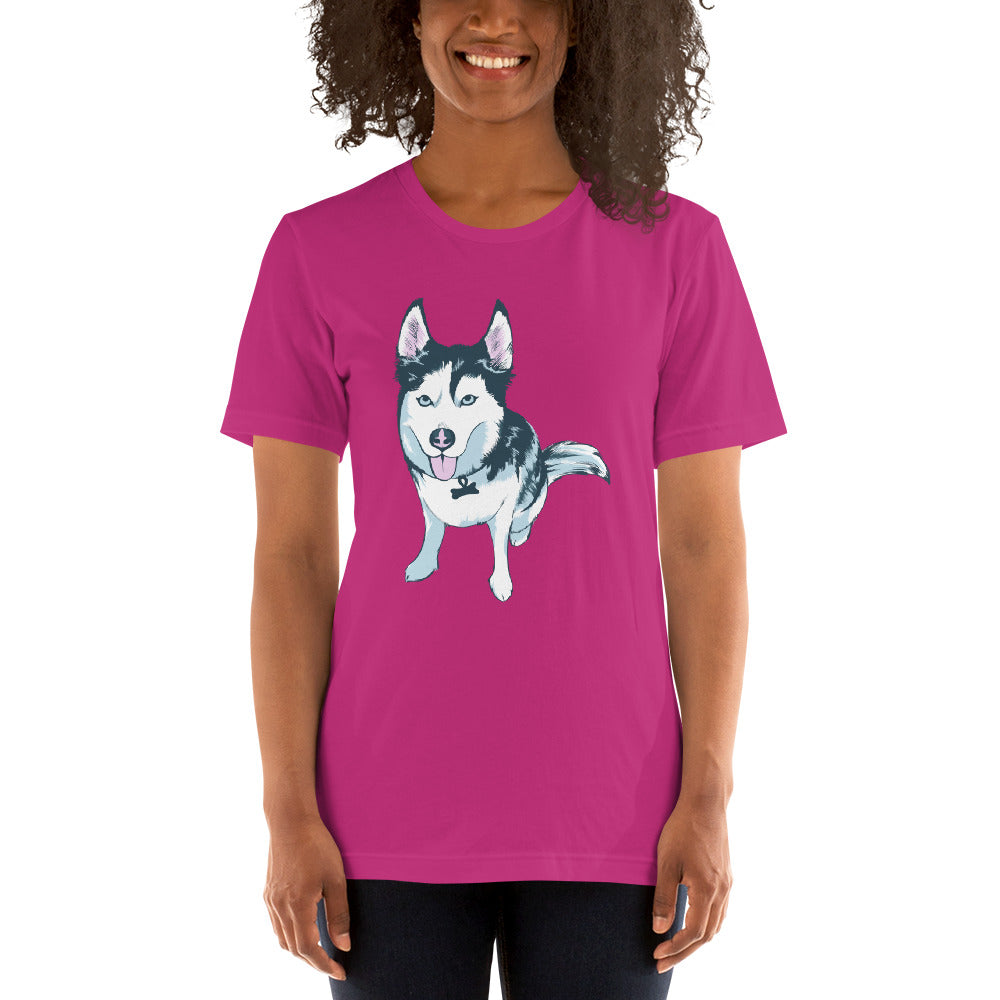 Women's Short-Sleeve T-Shirt- Aqua the Husky