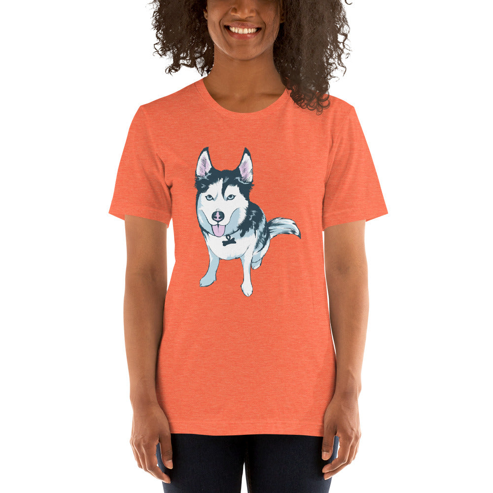 Women's Short-Sleeve T-Shirt- Aqua the Husky