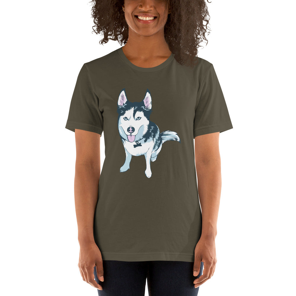 Women's Short-Sleeve T-Shirt- Aqua the Husky