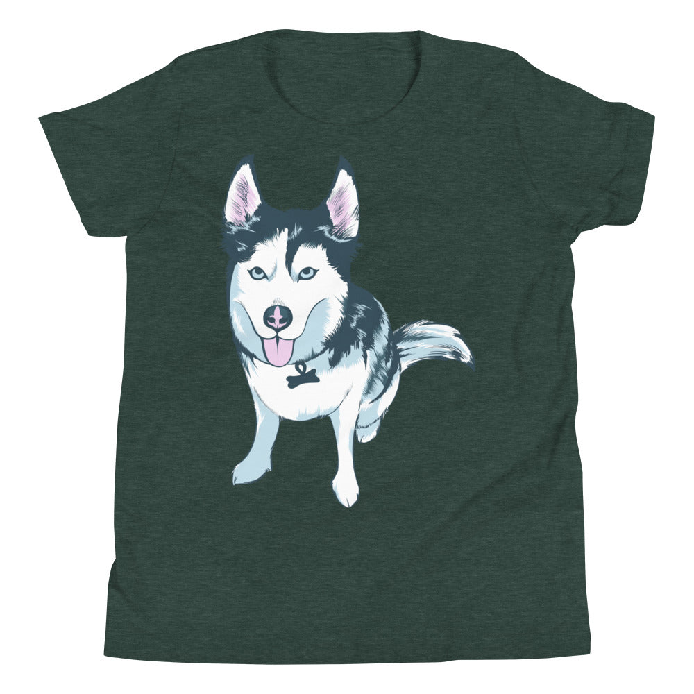 Youth Short Sleeve T-Shirt- Aqua the Husky