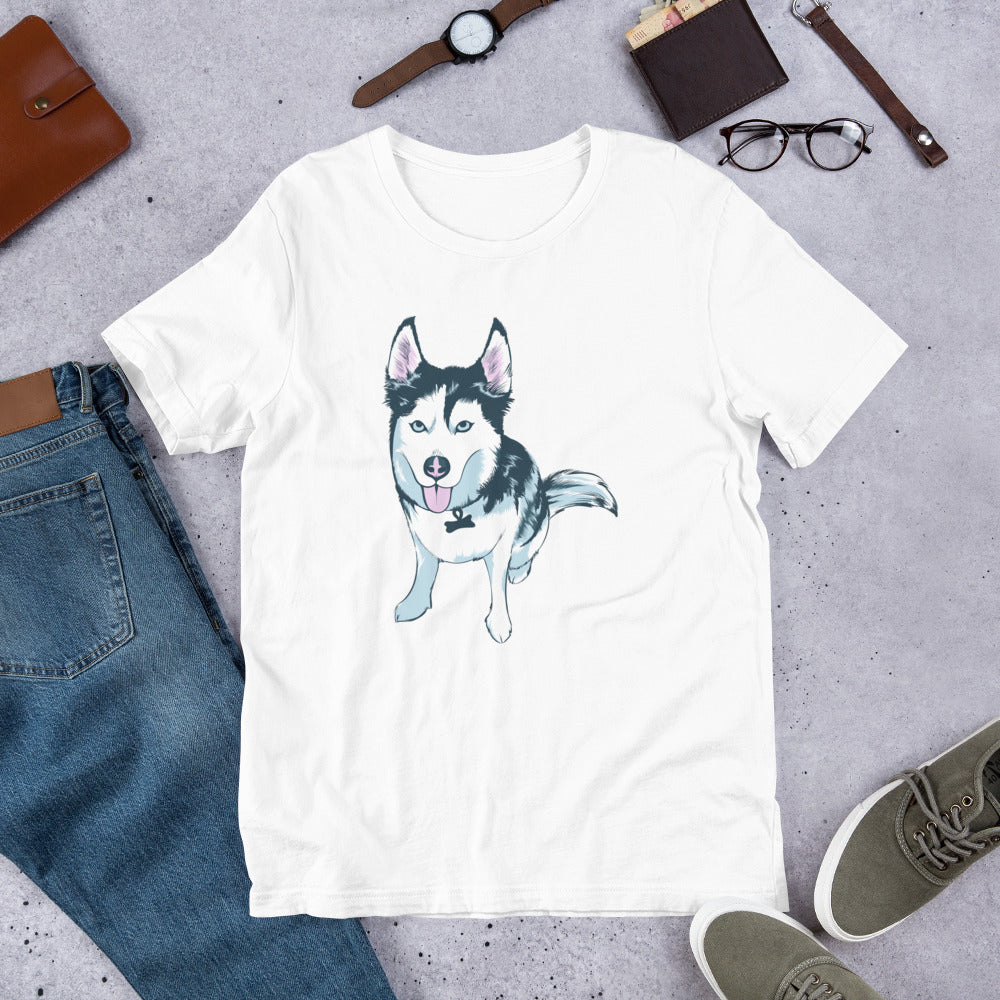 Women's Short-Sleeve T-Shirt- Aqua the Husky