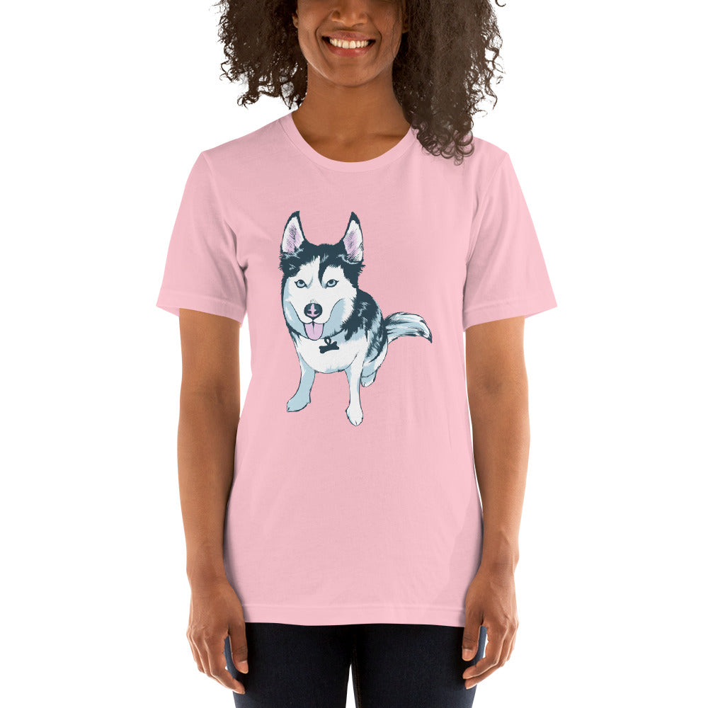 Women's Short-Sleeve T-Shirt- Aqua the Husky