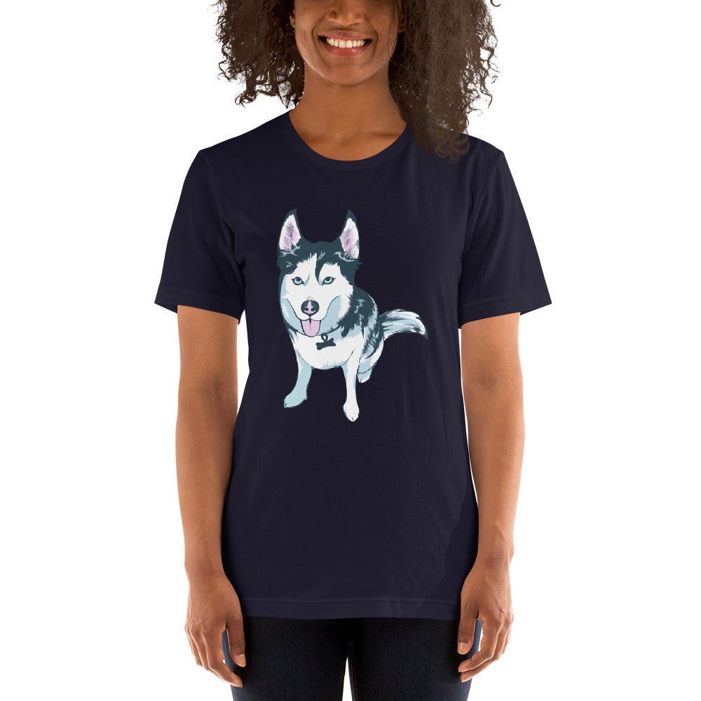 Women's Short-Sleeve T-Shirt- Aqua the Husky