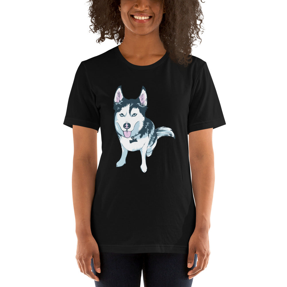 Women's Short-Sleeve T-Shirt- Aqua the Husky
