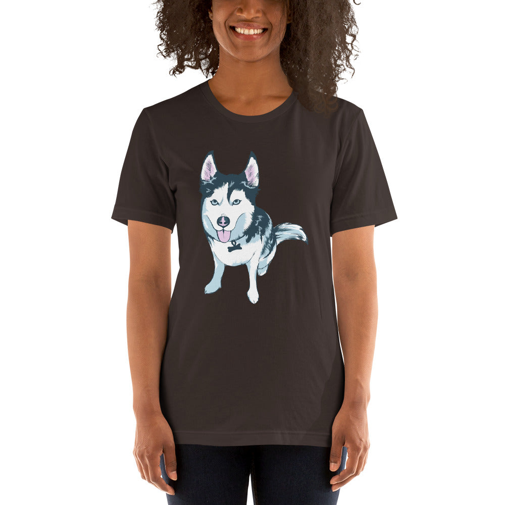 Women's Short-Sleeve T-Shirt- Aqua the Husky