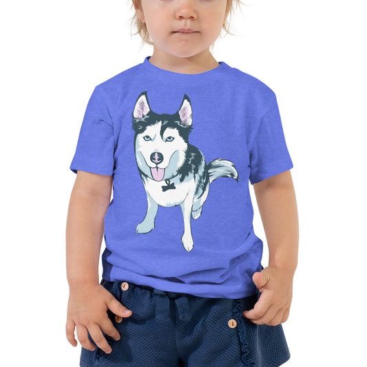 Toddler Short Sleeve Tee- Aqua the Husky