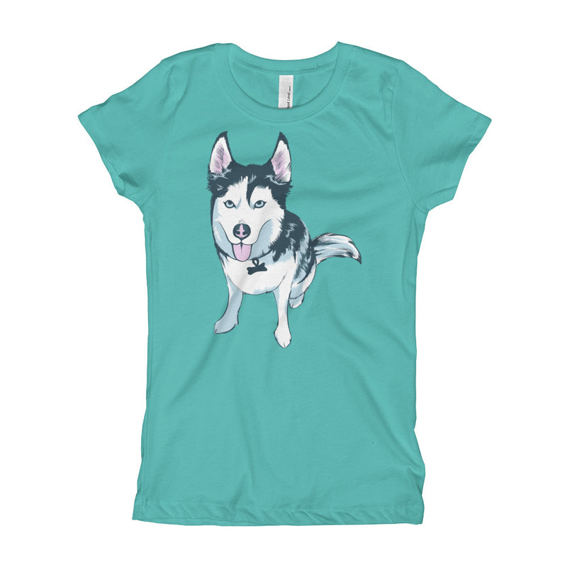Girl's T-Shirt- Aqua the Husky