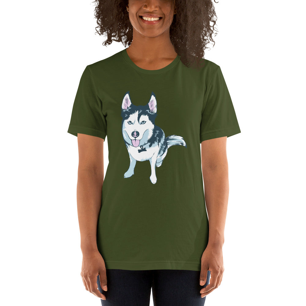 Women's Short-Sleeve T-Shirt- Aqua the Husky