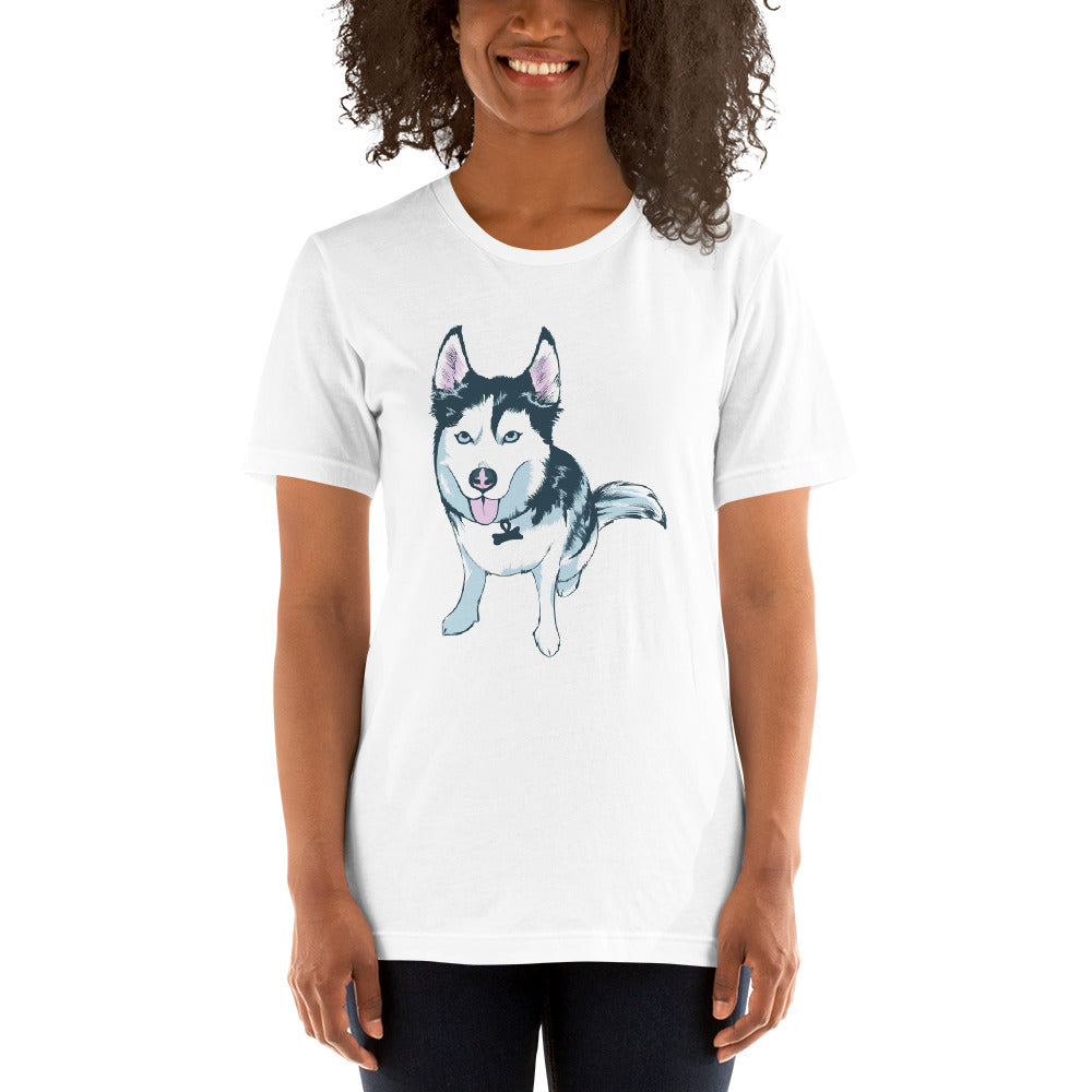 Women's Short-Sleeve T-Shirt- Aqua the Husky